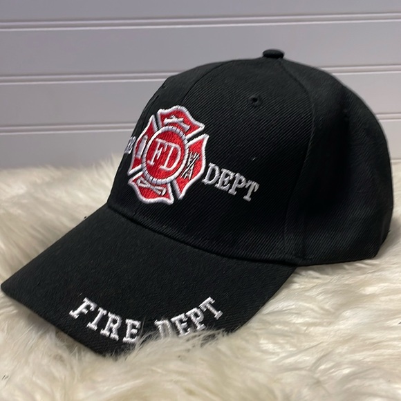 Fire Department Black Embroidered Baseball Cap - Picture 2 of 12